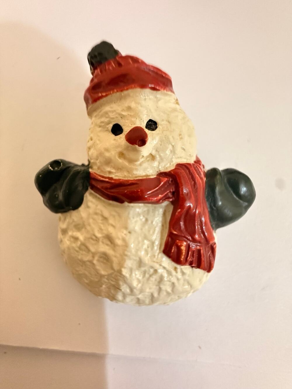 Vintage Acrylic Snowman Christmas Brooch Red Scarf